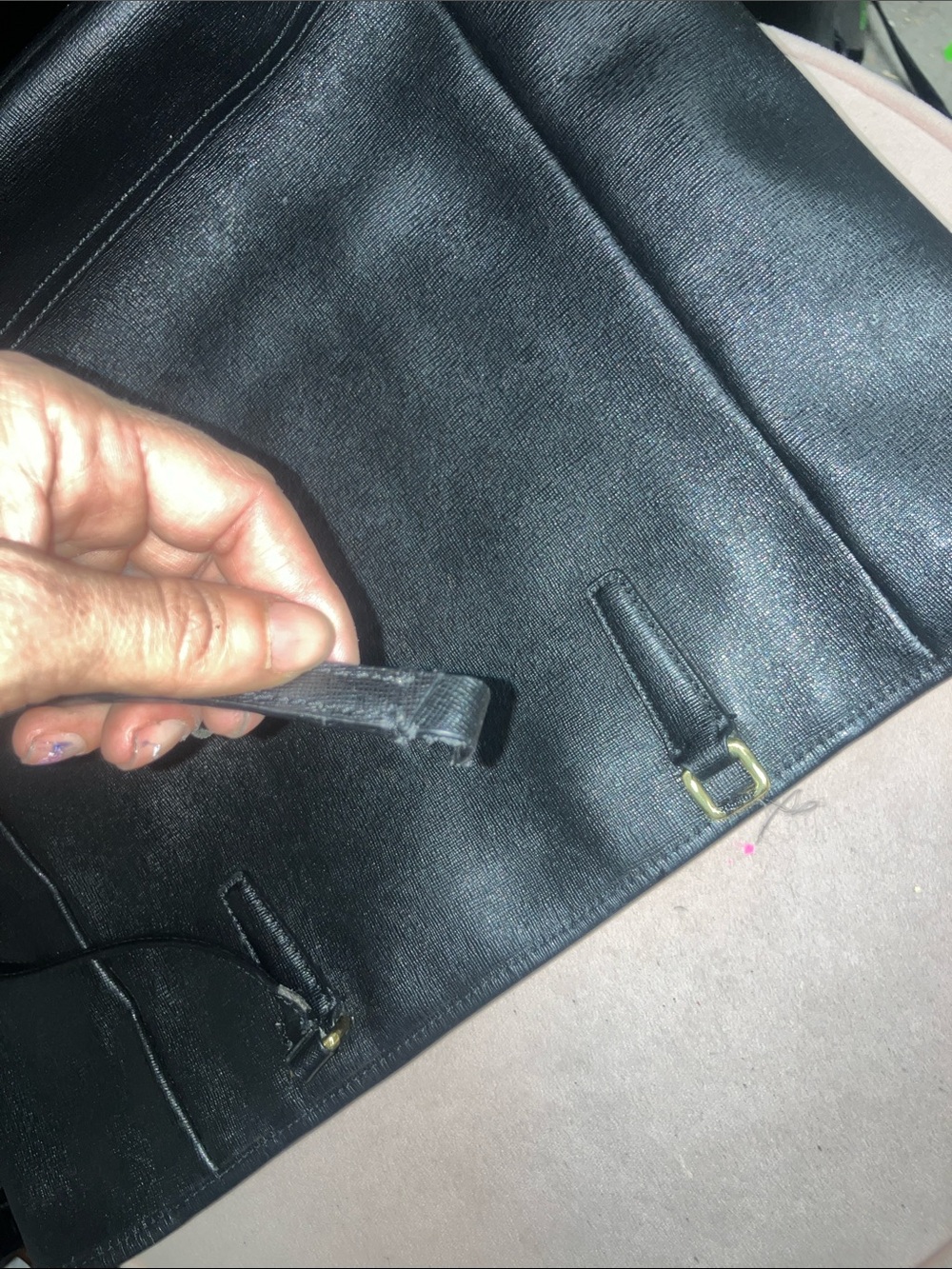 Coach Black Leather Tote with Gold Accent Tag - Picture 6 of 7